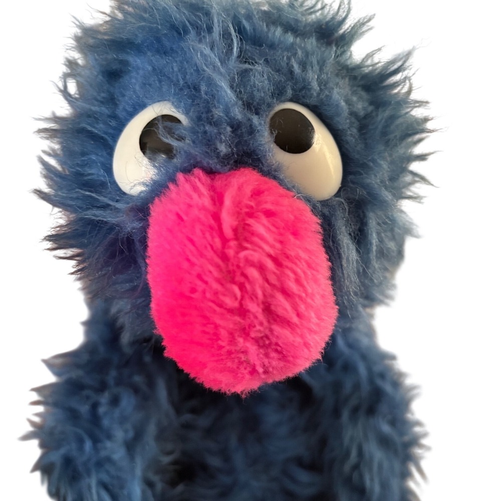 Vintage Sesame Street Grover Plush 24 Inch Shaggy Blue Muppet Toy Pink Nose